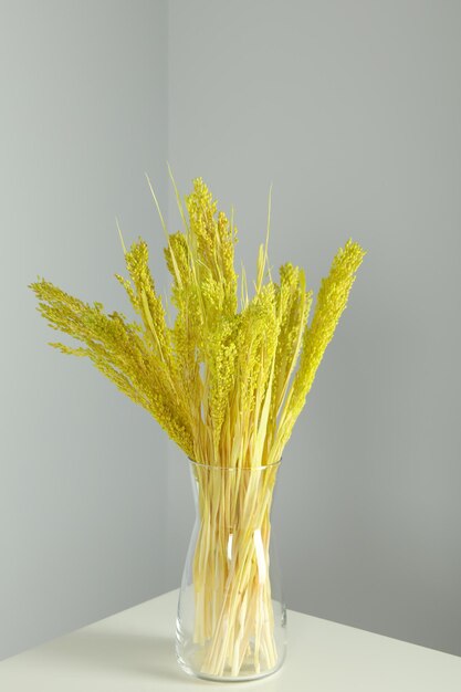 Hygge Concept Dried Flowers In Vase On Table