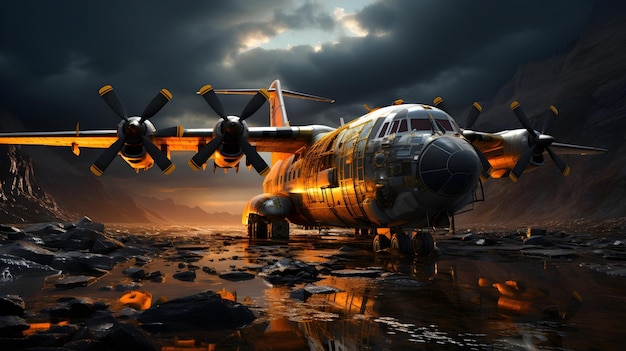 Free photo hyper detailed cinematic cargo plane background