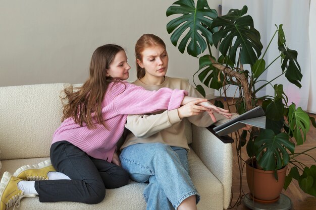 Hyperenergetic girl bothering mother at work