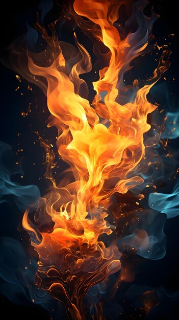 hyperrealistic fire effect on a black background