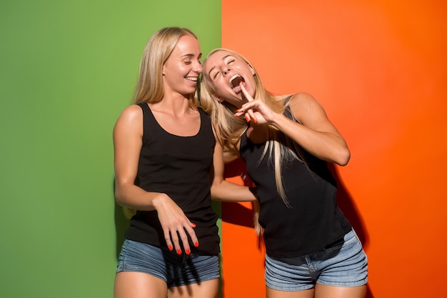 I lost my mind. The crazy women. Beautiful female half-length portrait isolated on studio backgroud. The crazy women. The human emotions, facial expression concept.