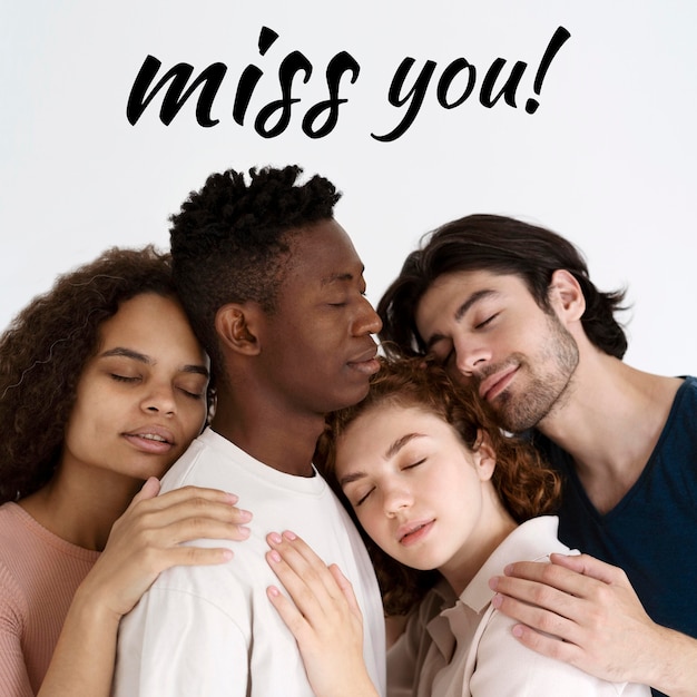 I miss you message on people being close to each other image