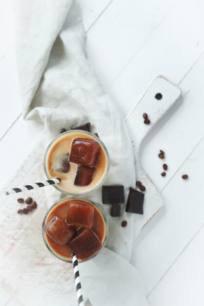 Ice coffee with chocolate