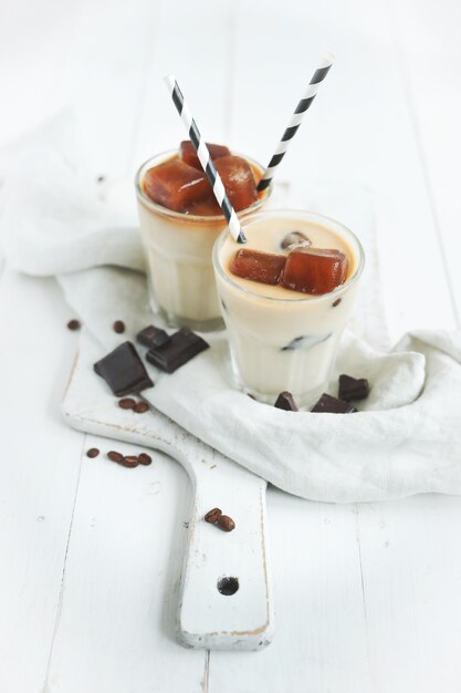 Ice coffee with chocolate