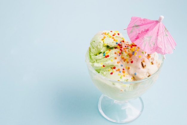 Ice cream background with bowl