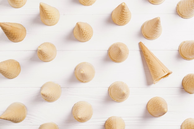 Ice cream background with many cones