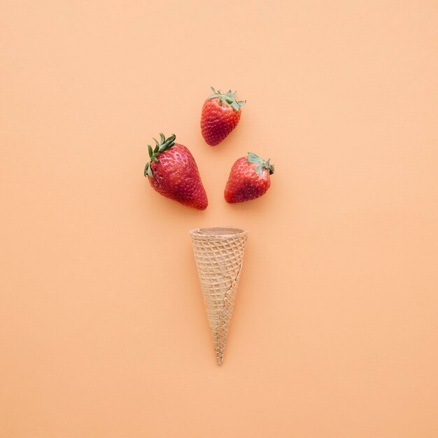 Ice cream background with strawberries