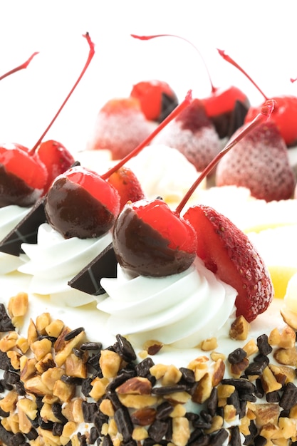 Free photo ice cream cake with cherry on top