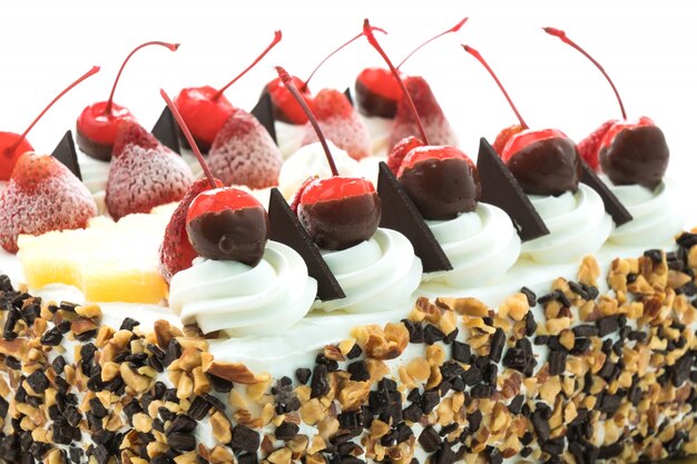 Ice cream cake with cherry on top