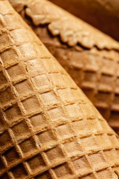 Free photo ice cream cone closeup waffle cone texture