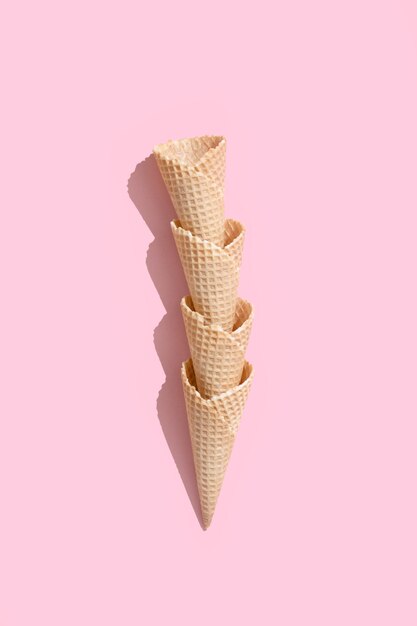 Ice cream cone on color background