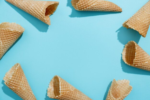 Ice cream cone on color background