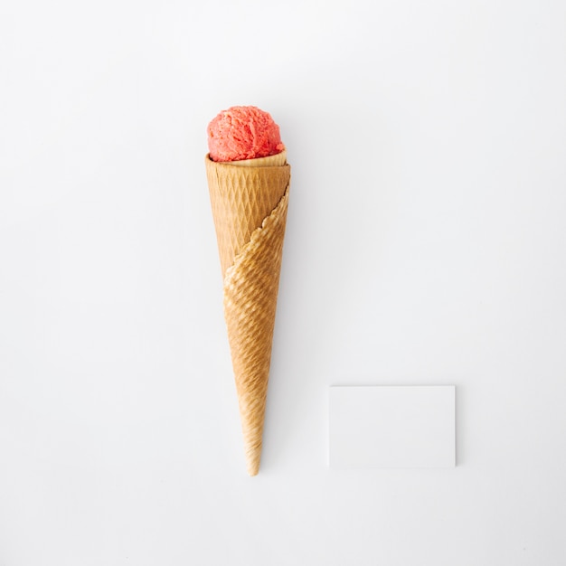 Ice cream cone with business card