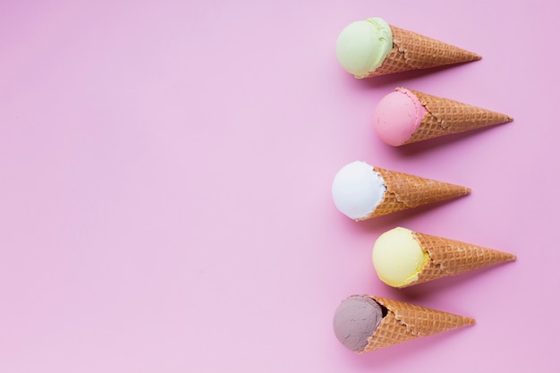Ice cream cones with copy space