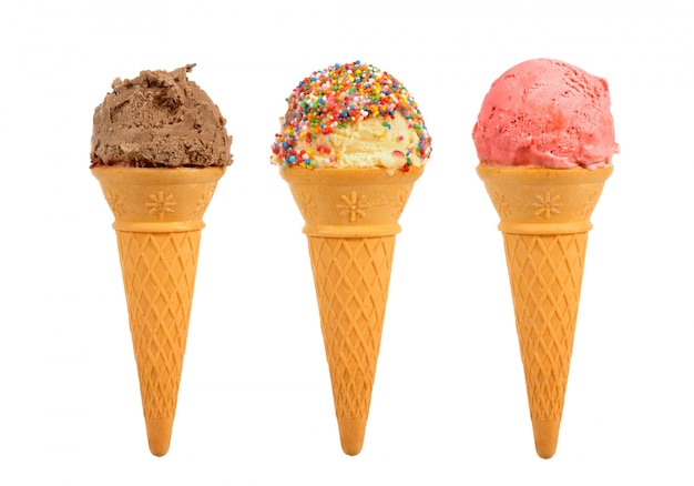 Бесплатное фото Мороженое конусов