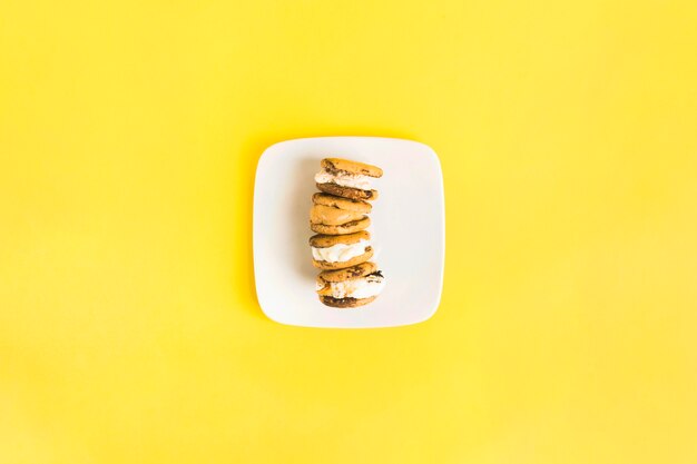 Ice cream cookies on plate