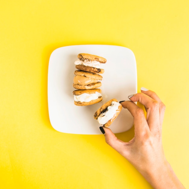Ice cream cookies on plate