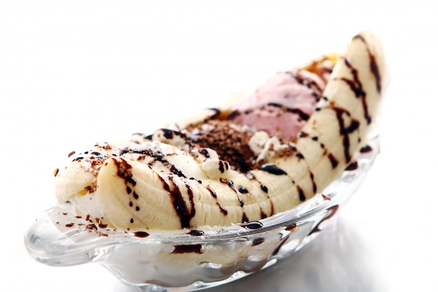 Ice cream dessert with banana