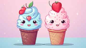 Foto gratuita gelato in stile kawaii