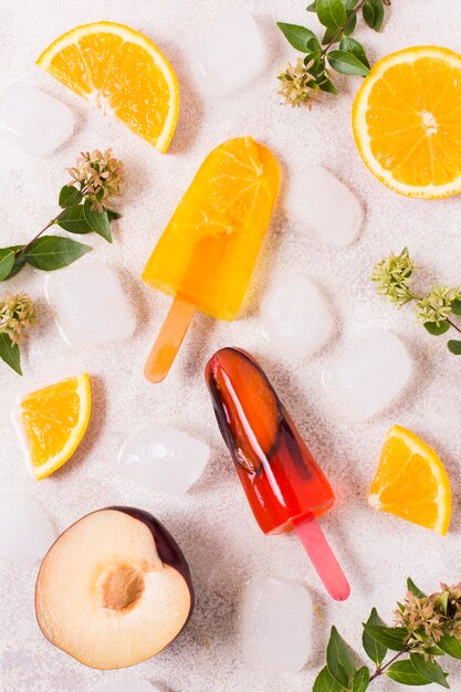 ice cream sticks fruits flavor