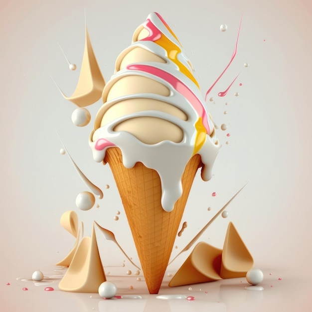 Free photo ice cream in a waffle cone isolated on soft background