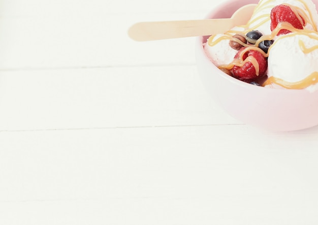 Ice cream with fresh berries