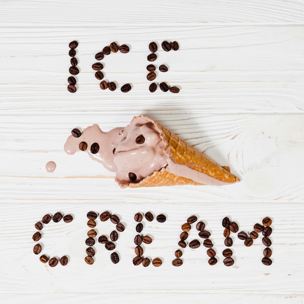 Ice-cream writing near cone