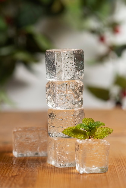 Ice cubes arrangement still life