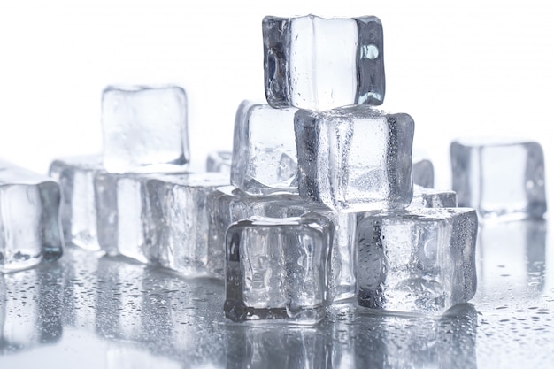 Ice cubes on the table