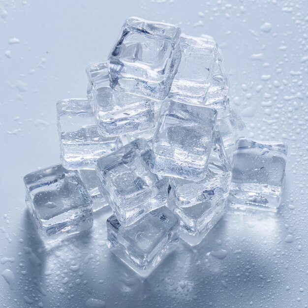 Ice cubes on the table