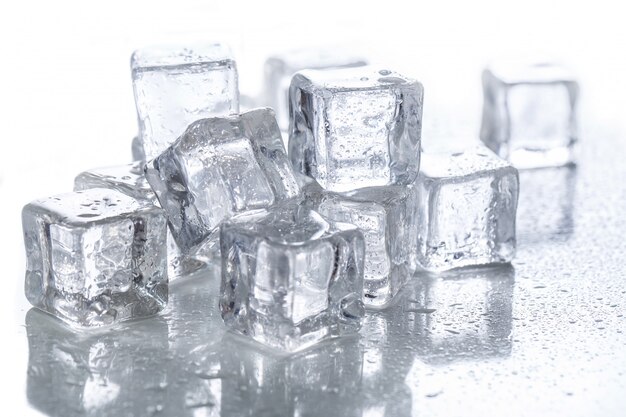 Ice cubes on the table