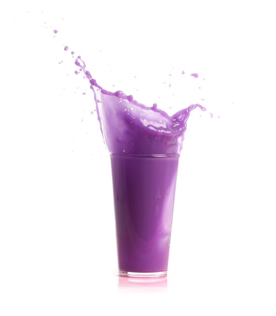 Ice falling on a purple drink