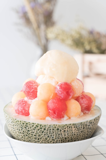 Ice melon Bingsu, famous korean ice-cream