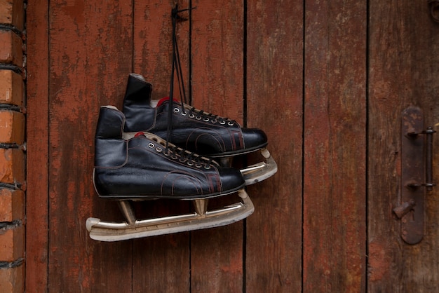 Ice skates arrangement still life