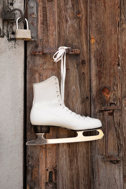 Free photo ice skates outdoors still life