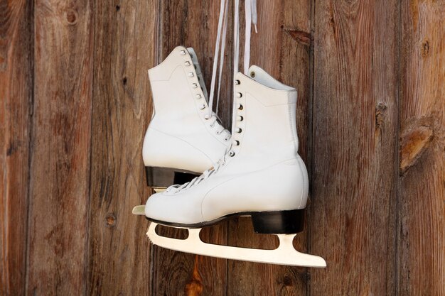 Ice skates outdoors still life