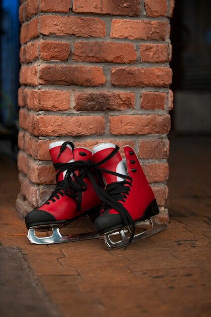 Ice skates outdoors still life