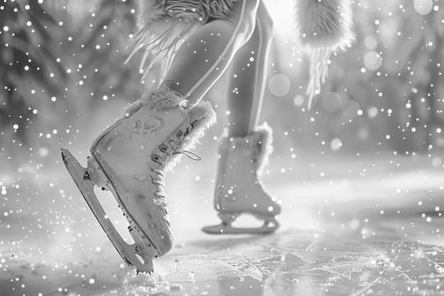 무료 사진 흑백으로 얼음 스케이팅
