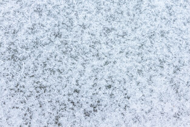 푹신한 눈으로 덮인 얼음 표면, 질감_ 프리미엄 사진
