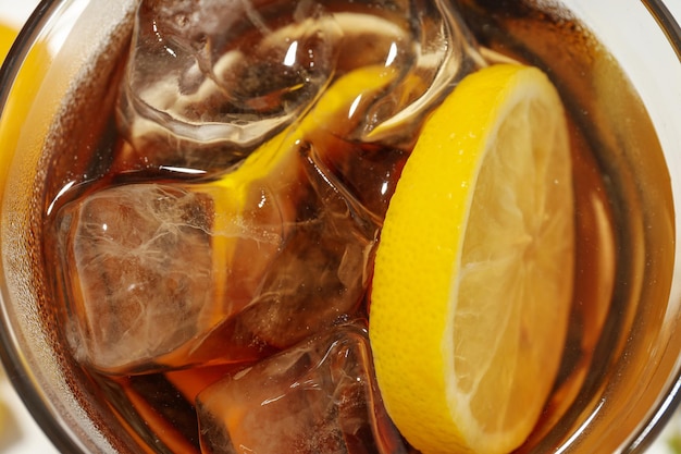 Ice tea drink for refreshing in hot summer weather