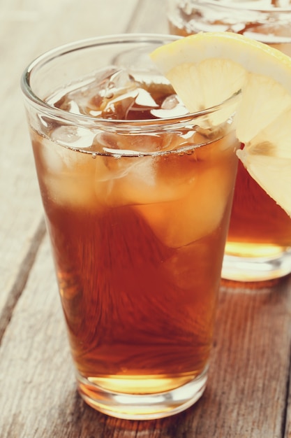 Ice tea with lemon slice