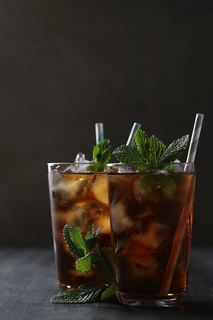 Ice tea with mint