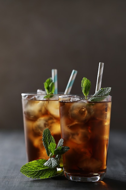 Ice tea with mint