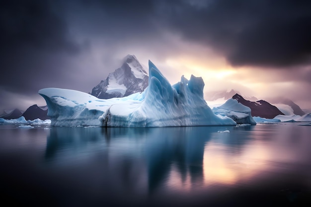 Free photo iceberg in the northen sea at sunrise ai generated image