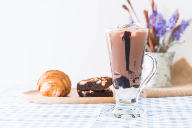 iced chocolate on table