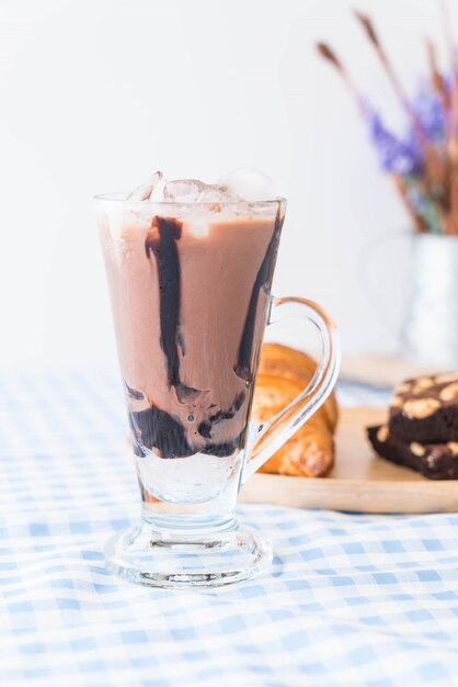 iced chocolate on table