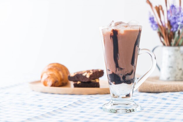 iced chocolate on table