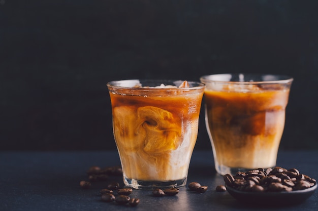 Iced coffee in glasses