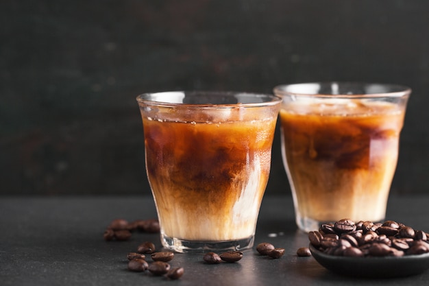 Iced coffee in glasses