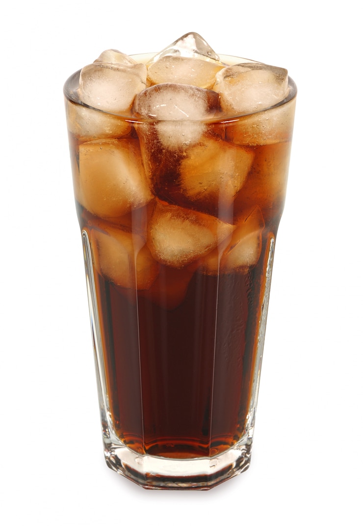 Free Photo iced cola in tall glass 